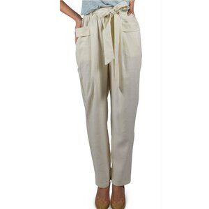NWT | Moon River | Linen & Cotton Belted Natural Pants | Cream/Beige